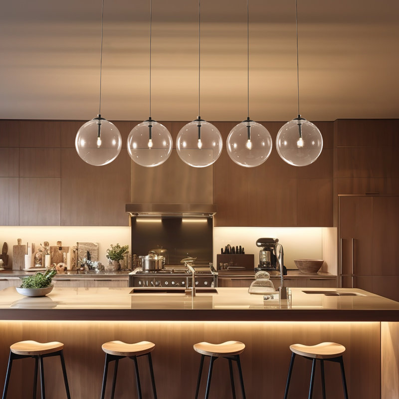 5-light Linear Kitchen Island Chandelier, Matte Black
