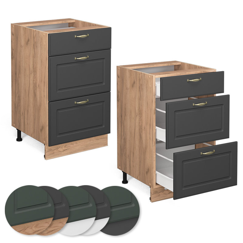 Fame 313 + front green gold country house_50 x 82 x 51.6, Brown/Green
