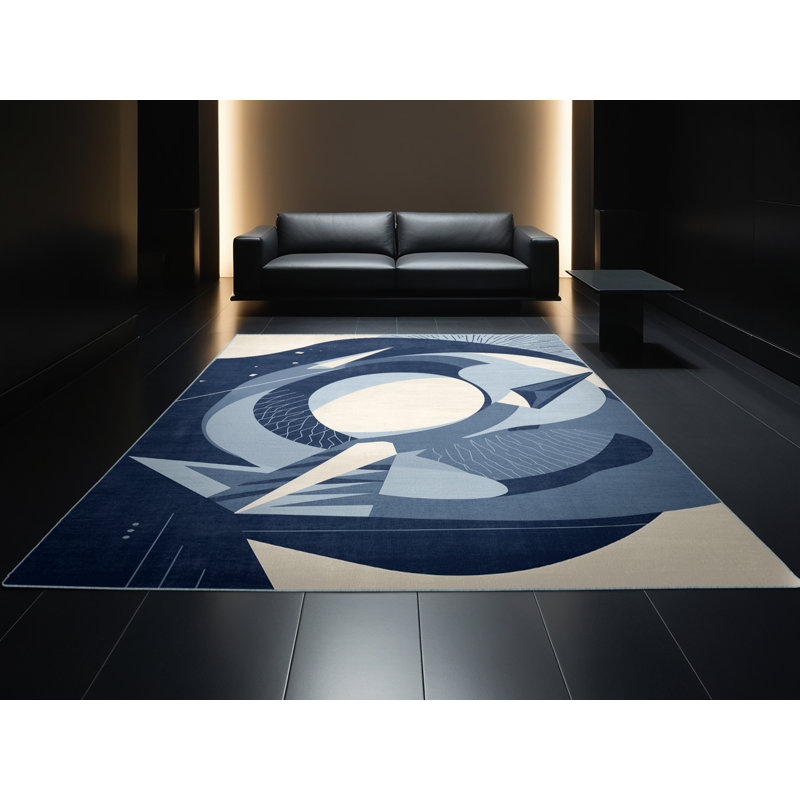 Machine Washable Templeton Donut Modern Abstract Rug in Blue – SkyBlue Binding, 2x3