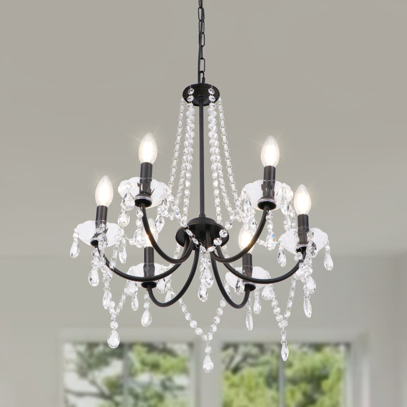 Faheema 6 - Light Dimmable Classic / Traditional Chandelier, Black