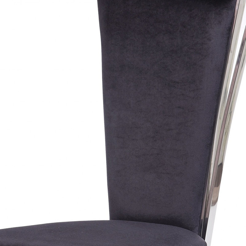 Ensemble de deux chaises d'appoint de salle à manger rembourrées en tissu noir et argent