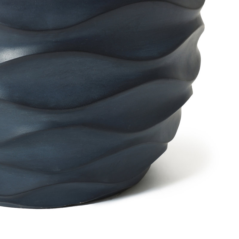 Modern Wave Texture Planter, Indoor Outdoor Flower Pot with Drainage Hole and Removable Plug, 11.6" H x 13.4" W x 13.4" D