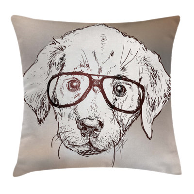 Dog Cute Hipster Puppy Glasses Pillow Cover