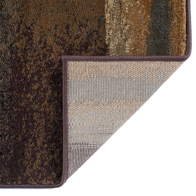 Tapis d'intérieur de style contemporain à motif abstrait brun / rouge / beige Mettler, Rectangle 7 pi 10 po x 10 pi 3 po