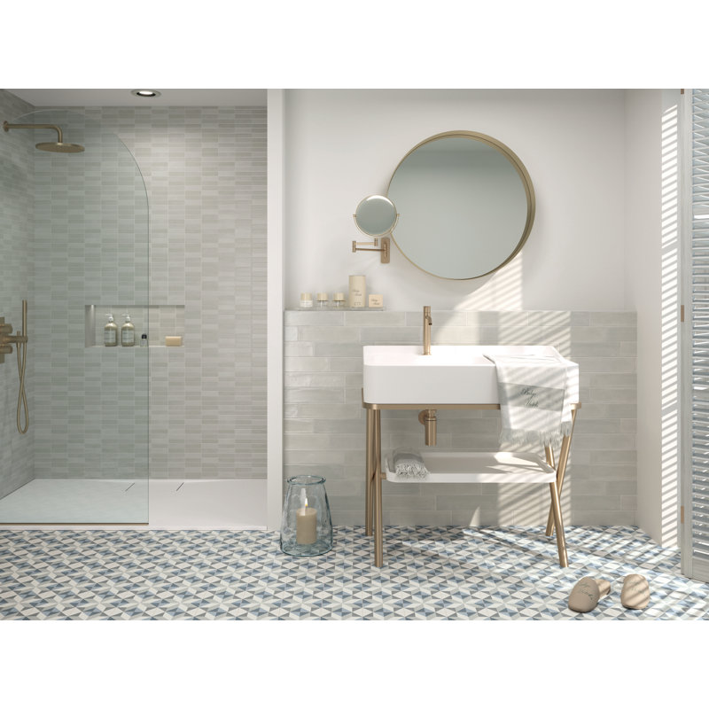 Kaleido 8"x8" Porcelain Brick Look Wall Tile, Gray