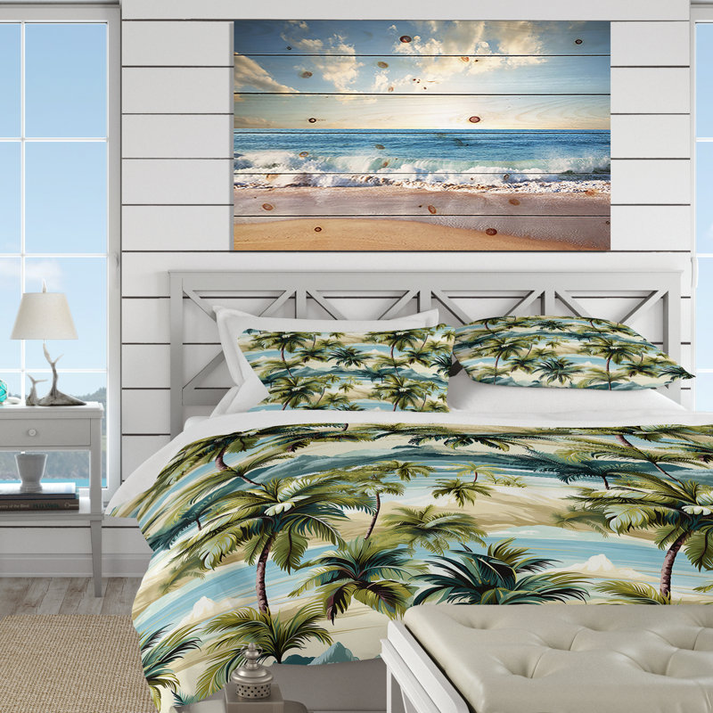 Ensemble de housse de couette Palm Oasis, Housse de couette pour grand lit et 2 taies décor