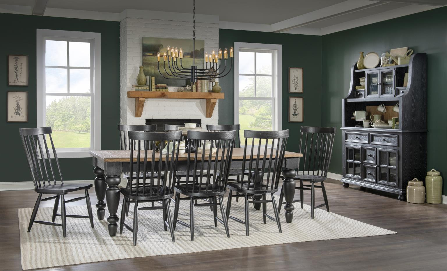 Country Living Extendable Dining Table, 30"H x 72"L x 40"W, Black