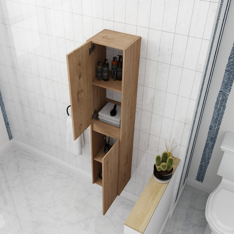 Armoire latérale en armoire flottante de 12 pouces avec porte à fermeture en douceur, Imitation chêne