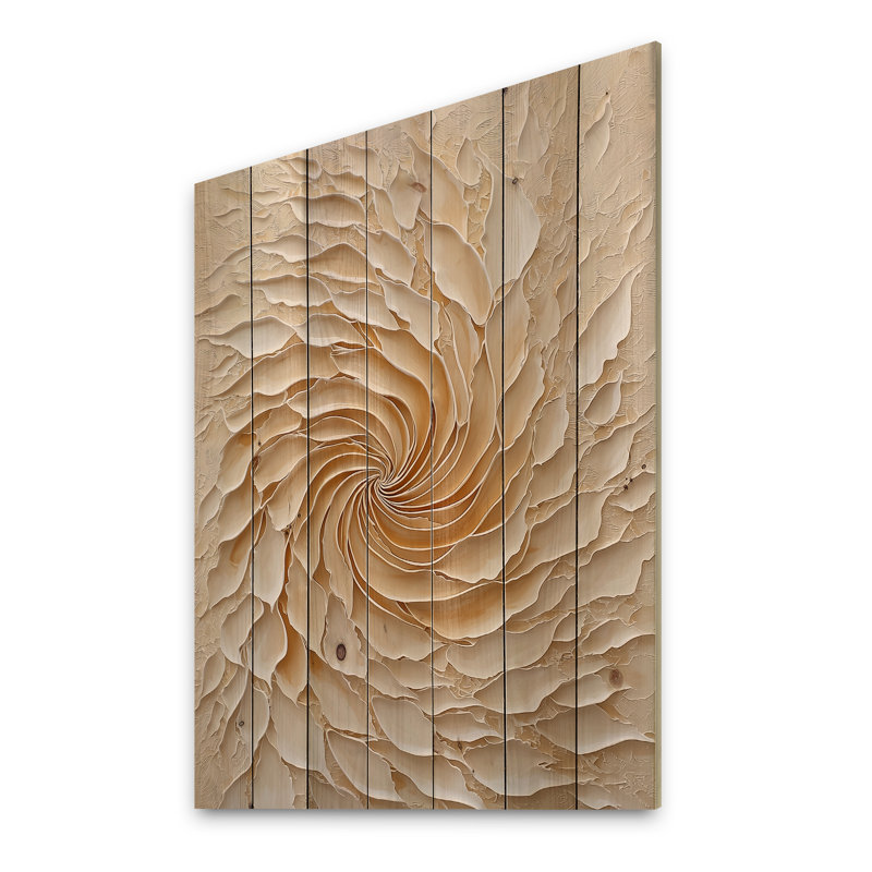 Radiant Swirl Vortex II - Botanicals Wood, art mural sur bois de pin naturel, H 44 po x l 34 po x P 0,78 po