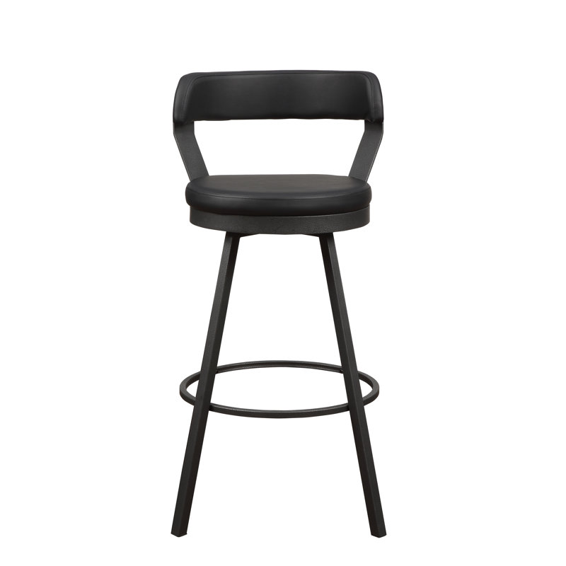 Laub Swivel Upholstered Counter Stool, Black Faux Leather, Counter Stool (25.5" Seat Height)