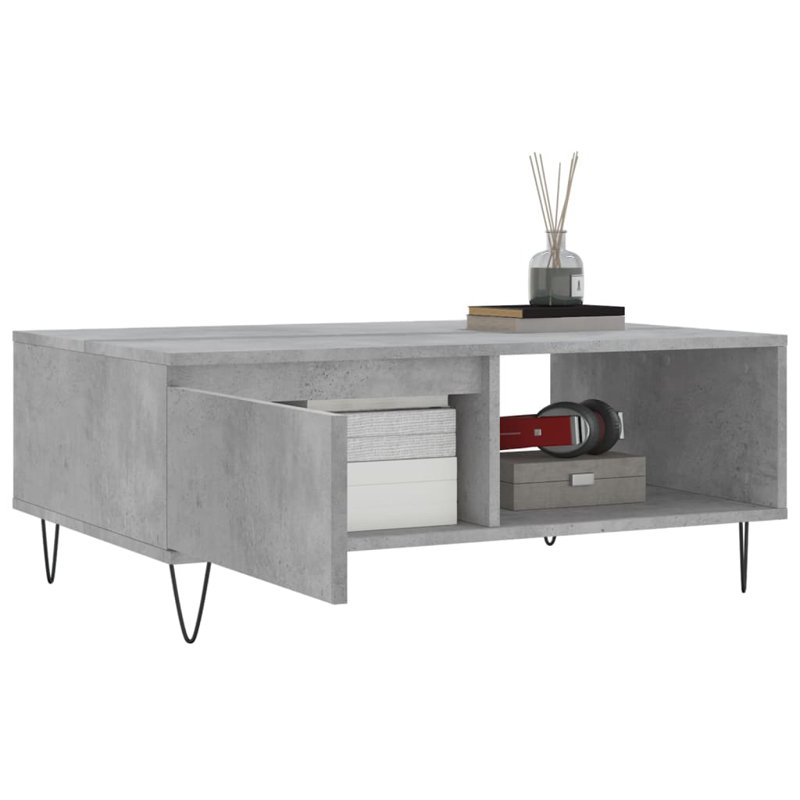 Gilbrae Four Leg Coffee Table with Storage, Concrete Grey