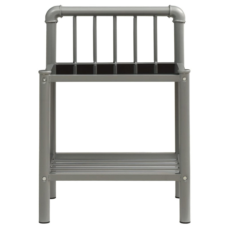 Coffelt Glass Top Frame Side Table Set, Grey, Black