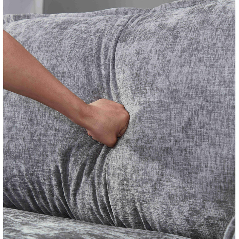 Canapé modulaire en L avec repose-pieds Luqi, Chenille grise foncée, H 35,8 po x l 150,4 po x P 52,4 po