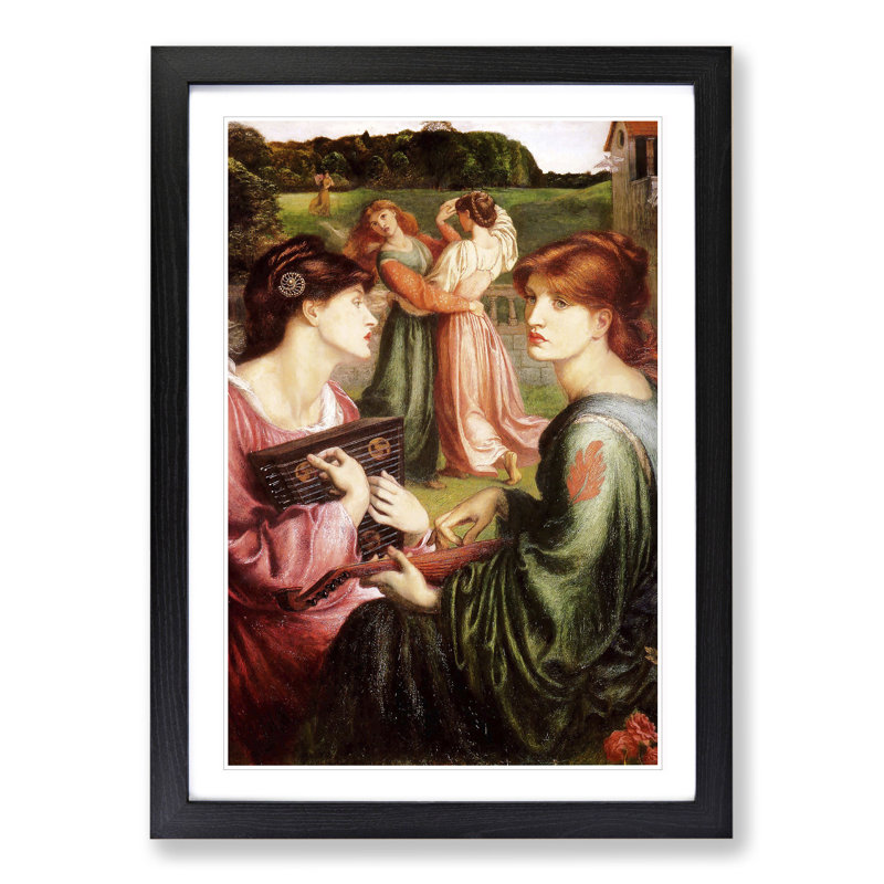 The Brower Meadow by Dante Gabriel Rossetti - Picture Frame Painting, Black Framed, 36cm H x 27cm W x 2cm D