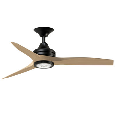 Spitfire 48 inch Indoor/Outdoor Ceiling Fan with LED Light Kit - Black with Natural Blades