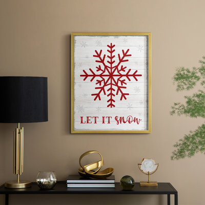 Let It Snow Snowflake, reproduction encadrée - bois massif