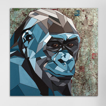 « ishmael » par daas, impression sur toile tendue, H 18 po x l 18 po x P 1,5 po, Toile avec cadre noir, Blanc