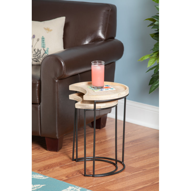 Solid Wood Top End Table Set