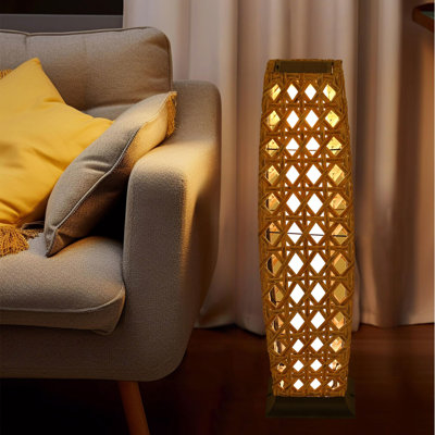 Ensemble de lumières de sentier à énergie solaire en osier tissé à la main (éclairage de paysage décoratif en rotin pour le jardin et le patio)