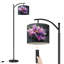 Arc Floor Lamp Peony Painting Standing Lamp 3 Colour Dimmable Tall Pole Lamp with Remote Control for Bedroom, Bulb Included
