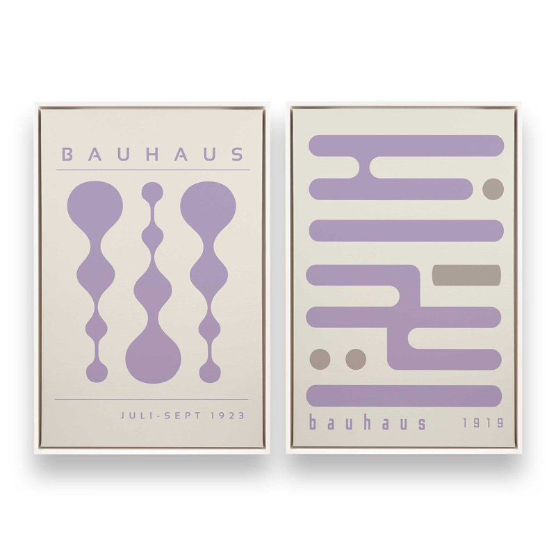 Ensemble de 2 circuits mauves rétro, Cadre flottant blanc opaque, H 19 po x l 26 po
