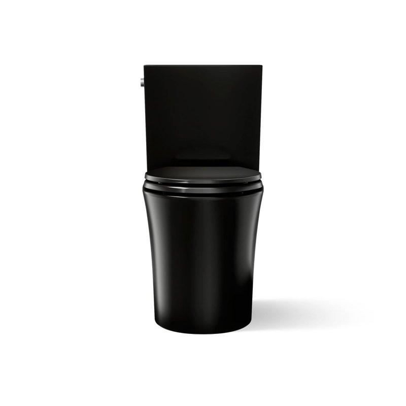 Veil Two-Piece Elongated Toilet With Skirted Trapway 1.28 GPF, Black, Left