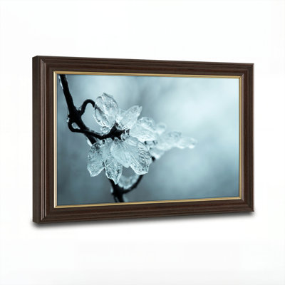 Art mural antique sur toile encadré doré pour le salon, la chambre à coucher, le bureau ou le vestibule - Décoration murale décorative avec fleur gelée