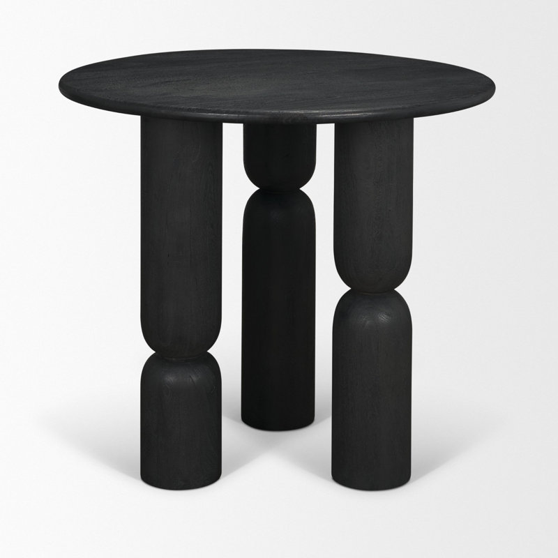 Sonel Matte Black Wood Pedestal Foyer Table