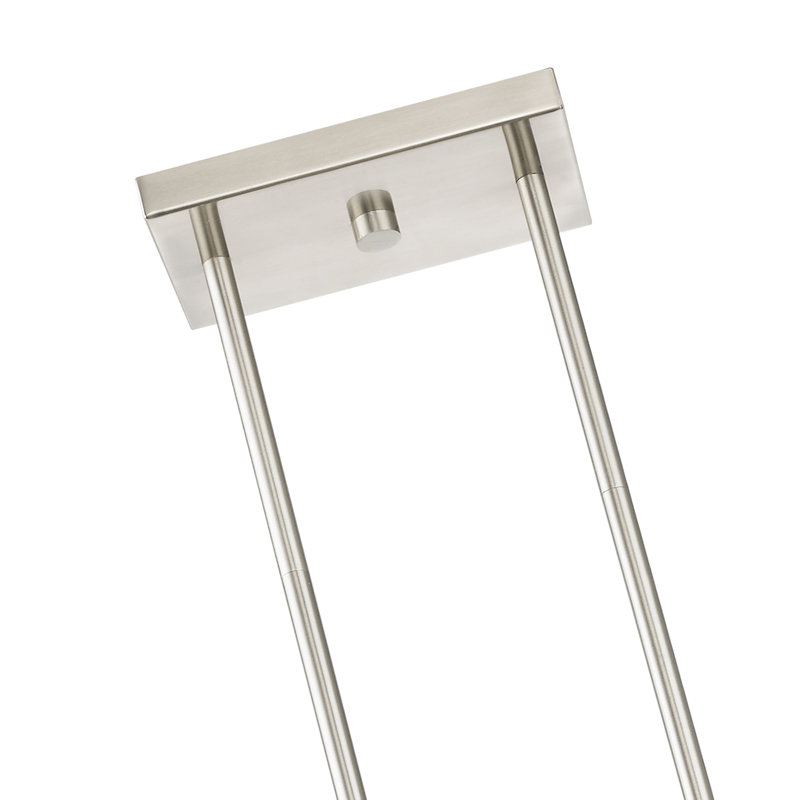 Nilsa 3 - Light Dimmable Kitchen Island Square / Rectangle Chandelier, Brushed Nickel