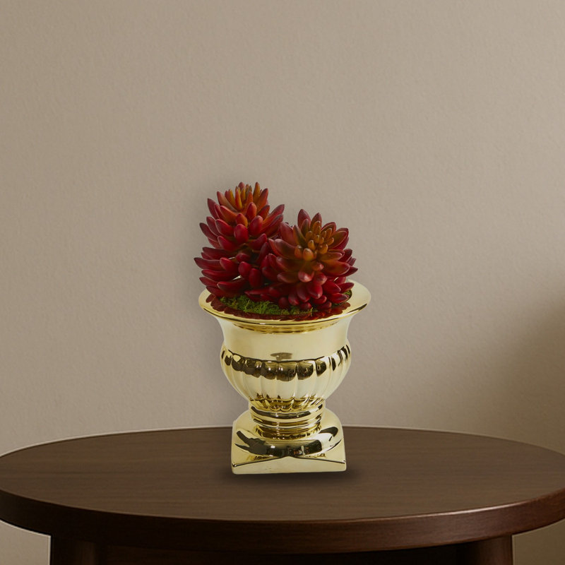 Succulent Artificial Plant in Gold Urn