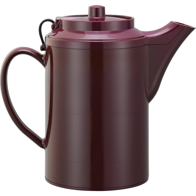Plastic 16oz Teapot with Tethered Lid, Burgandy