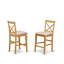 Ensemble de comptoir 3 pièces pour petits espaces comprenant une table de salle à manger ronde avec piédestal et 2 chaises en tissu de lin, chêne-1259062007-1314150718
