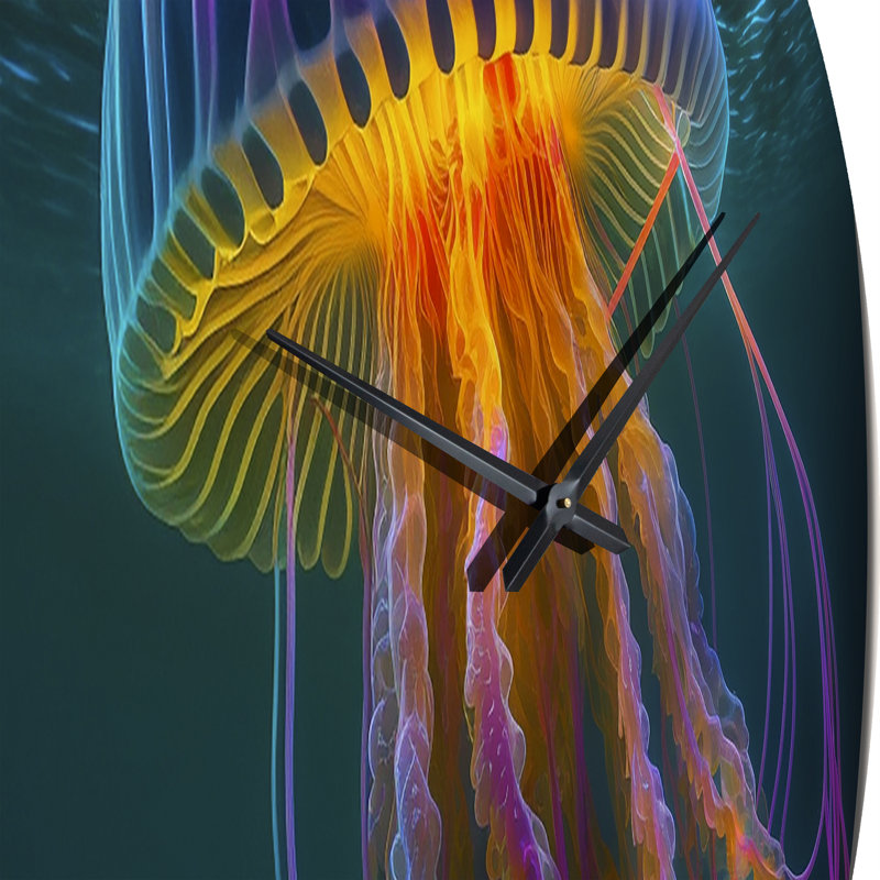 Horloge murale Radiant Colorful Deep Sea Jellyfish II - Jellyfish, Petit