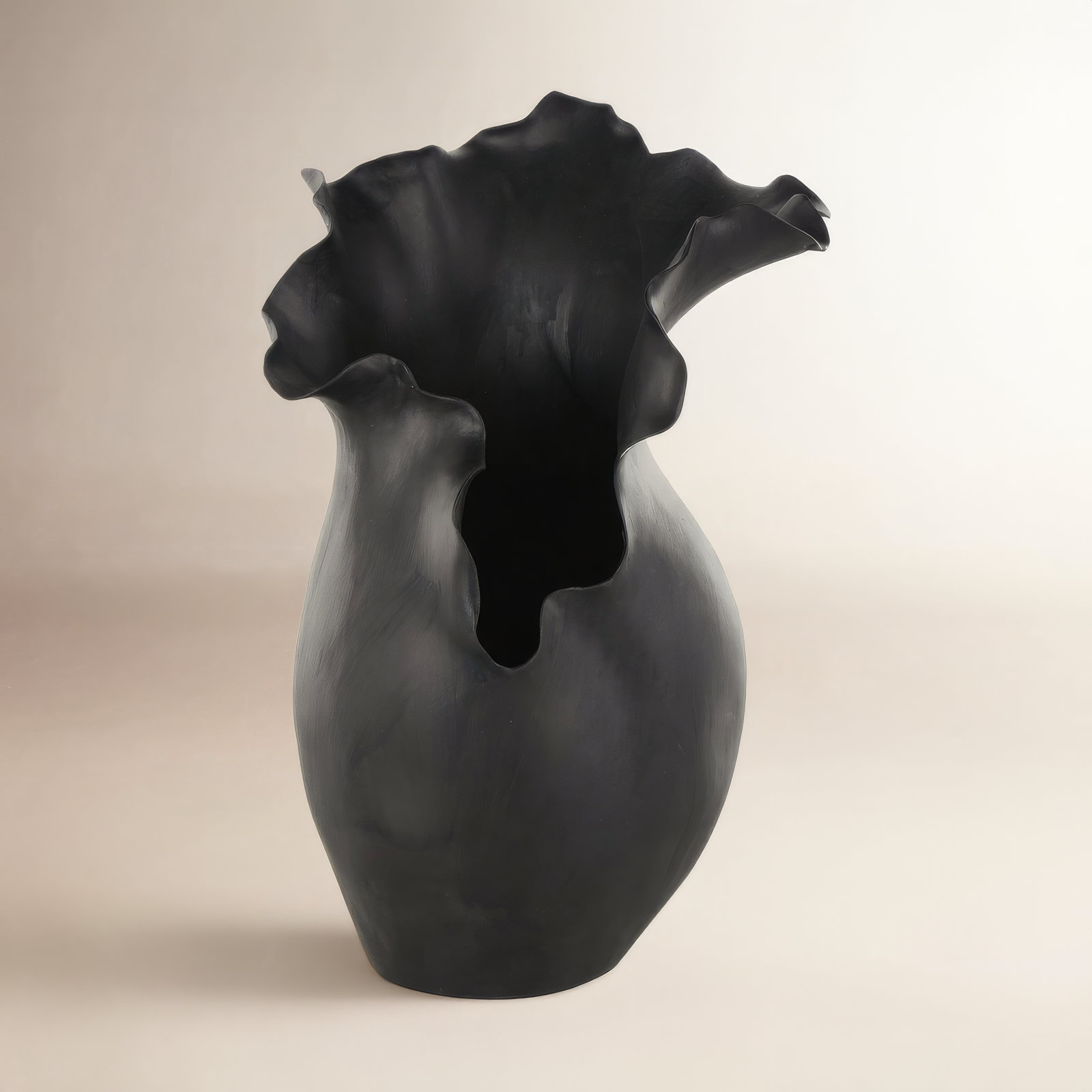 Bia Ceramic Table Vase, Black, 15.9" H x 9.65" W x 7.65" D