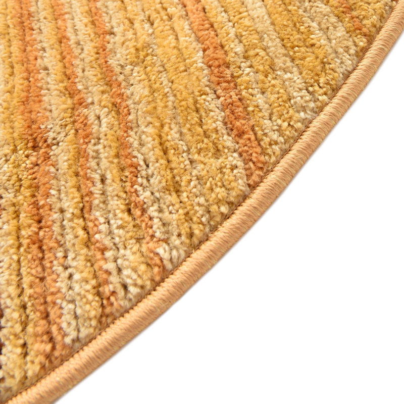 Tapis d'intérieur rayé Hulsey, Yellow, Rond 10 pi 2 po