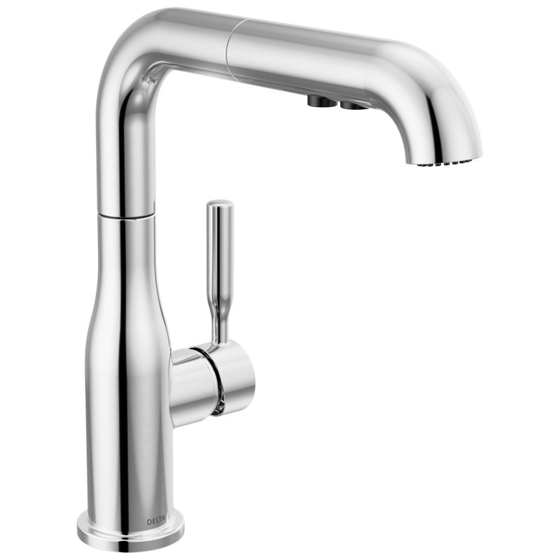 Robinet de cuisine Almari avec douchette extractible, robinet de cuisine moderne monotrou, poignée simple, chrome, Chrome