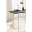 Contemporary Desk With Faux Marble On Top USB & Power Outlet, Gold/Black
