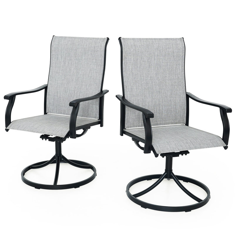 Ensemble de 2 chaises d'extérieur pivotantes pour l'extérieur, Gris