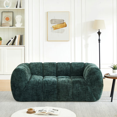 Chenille Pure Foam Sofa, Modern Quilted Cloud Sofa, Deep-Seat Chenille Pure Foam Sofa