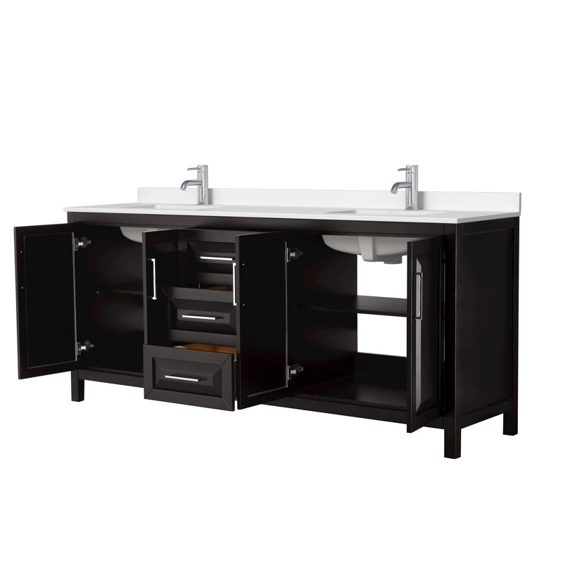 Daria 80'' W Vanity, Giotto Quartz, Brown, Polished Chrome