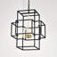 4- Lanterne en métal - noir mat et or, luminaire suspendu de style américain pour le salon, la chambre à coucher, le vestibule, plafond industriel à hauteur réglable dans une lanterne dorée, couloir, escalier-1586614515