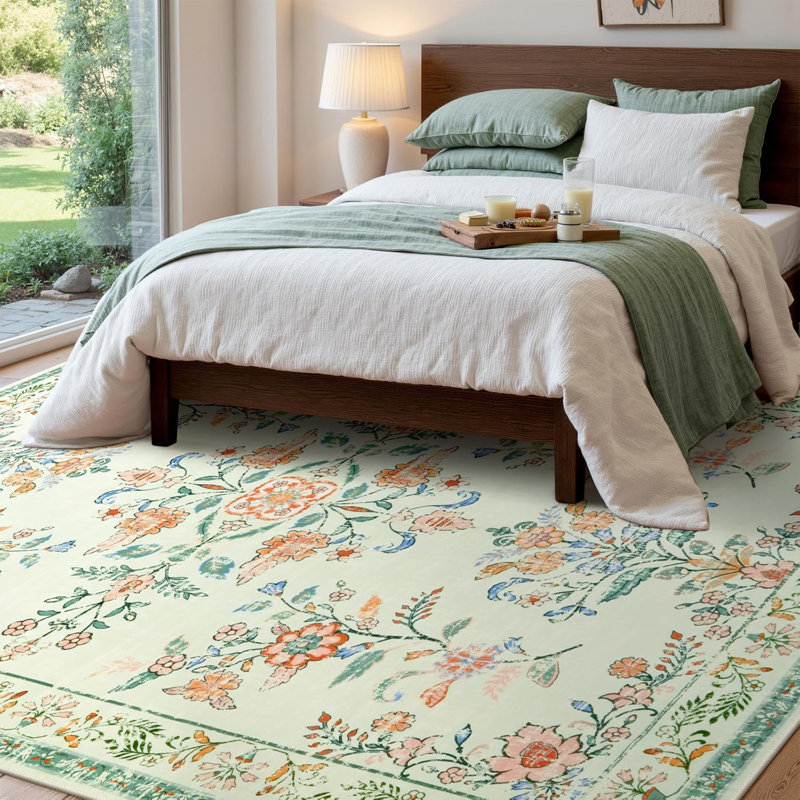 Tapis lavable pour salon Vintage, Rectangulaire 8 pi x 10 pi