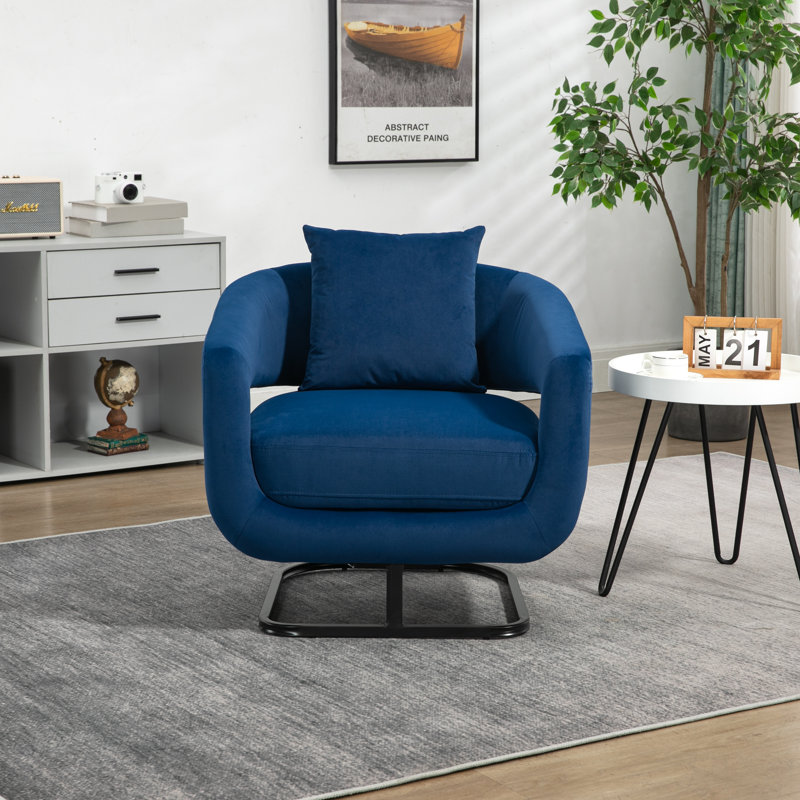 Chaise d'appoint rembourrée en tissu de velours texturé avec support en métal House Hold, Velours bleu marine