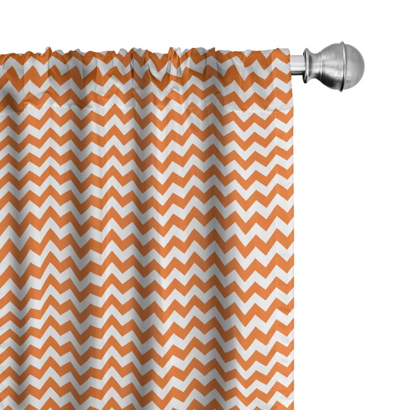 Chevron Semi-Sheer Rod Pocket Curtain Panels, 28" W x 84" L, Orange