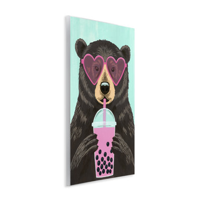 Plaque murale «Bear and Bubble Tea» par Courtney Haley