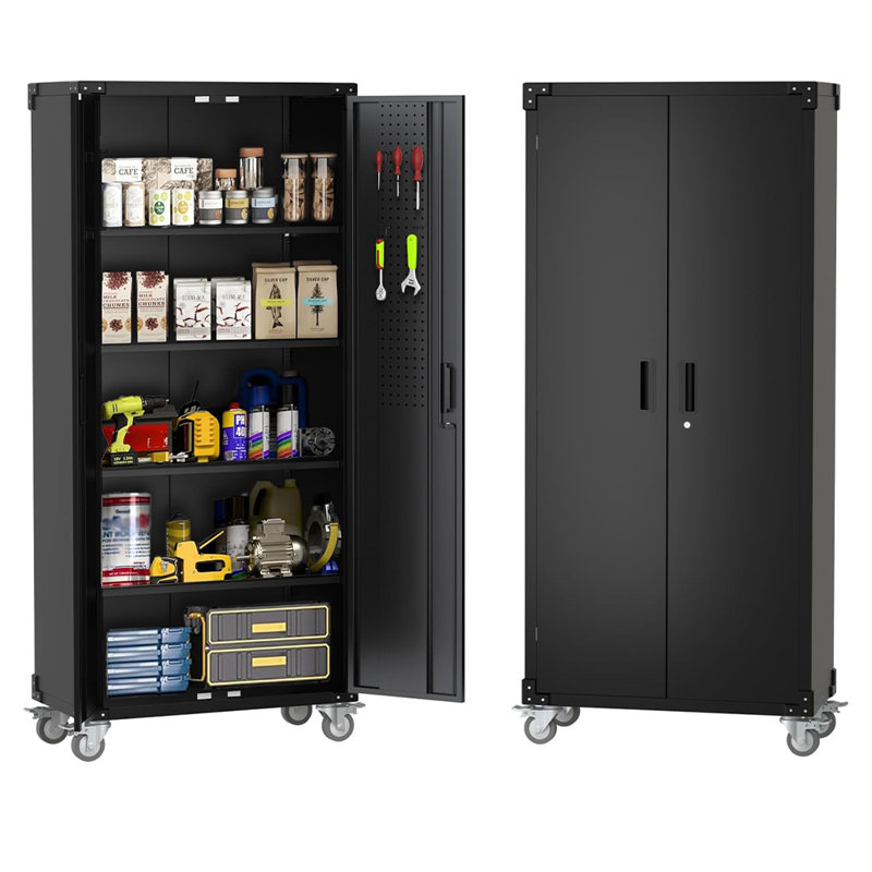 72-Inch Rolling Metal Storage Cabinet with Lock, Heavy-Duty Steel Garage Tool Cabinet