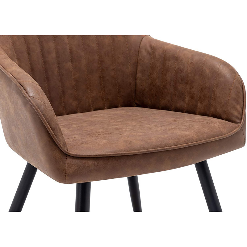 Chaise avec accoudoirs rembourrée Deverell, Brun