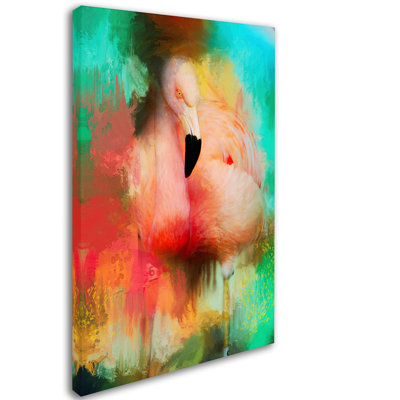 'Colourful Expressions Flamingo' Print on Wrapped Canvas