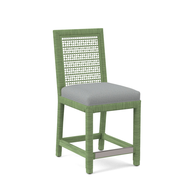 Pine Isle 24" Counter Stool, Sunbrella Beige Pinstripe; 6205-74, Celery