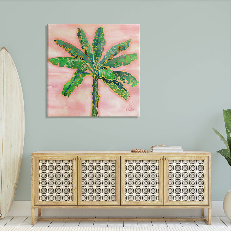 "Tropical Nature Palm Sunrise", art mural par Paul Brent, H 36 po x l 36 po x P 1,5 po, Toile tendue